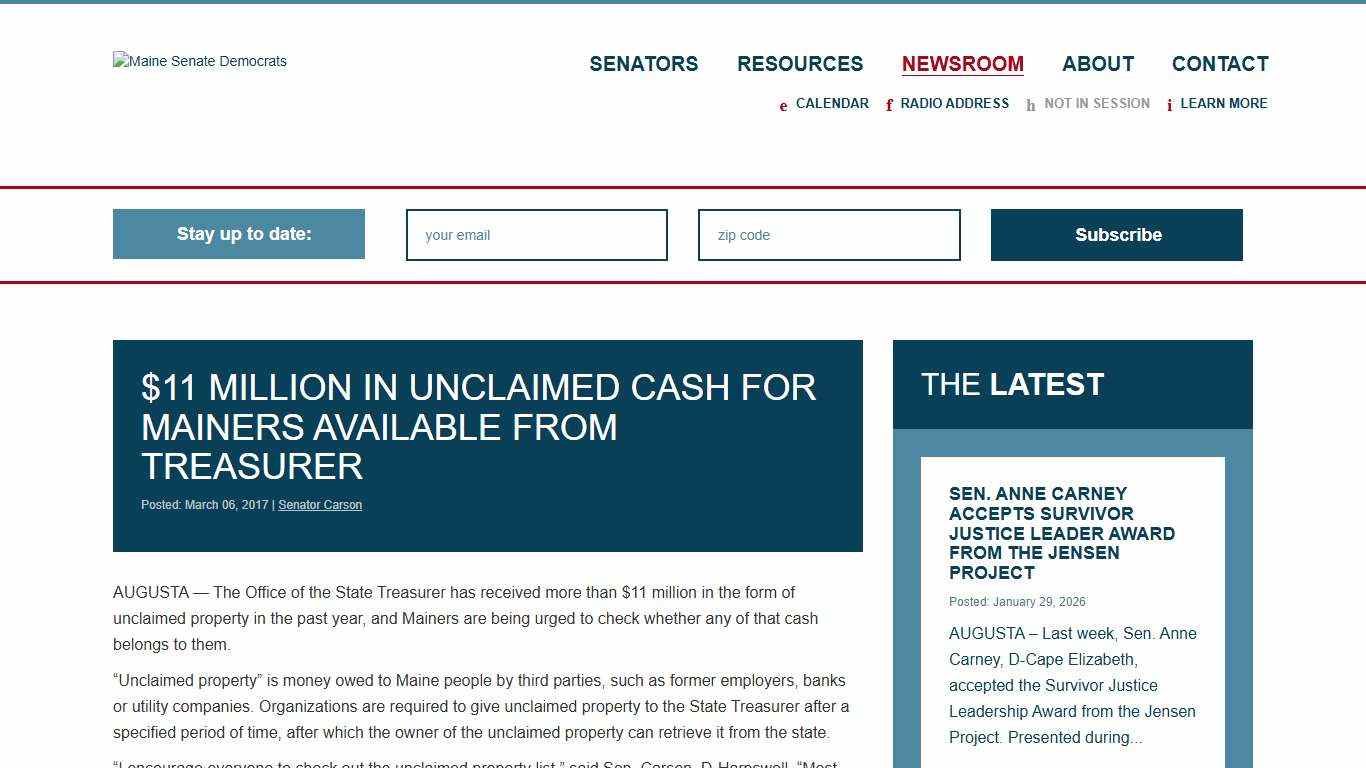 $11 million in unclaimed cash for Mainers available from Treasurer - Maine Senate Democrats